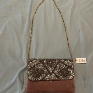 Clutch sequin bag with chain strap